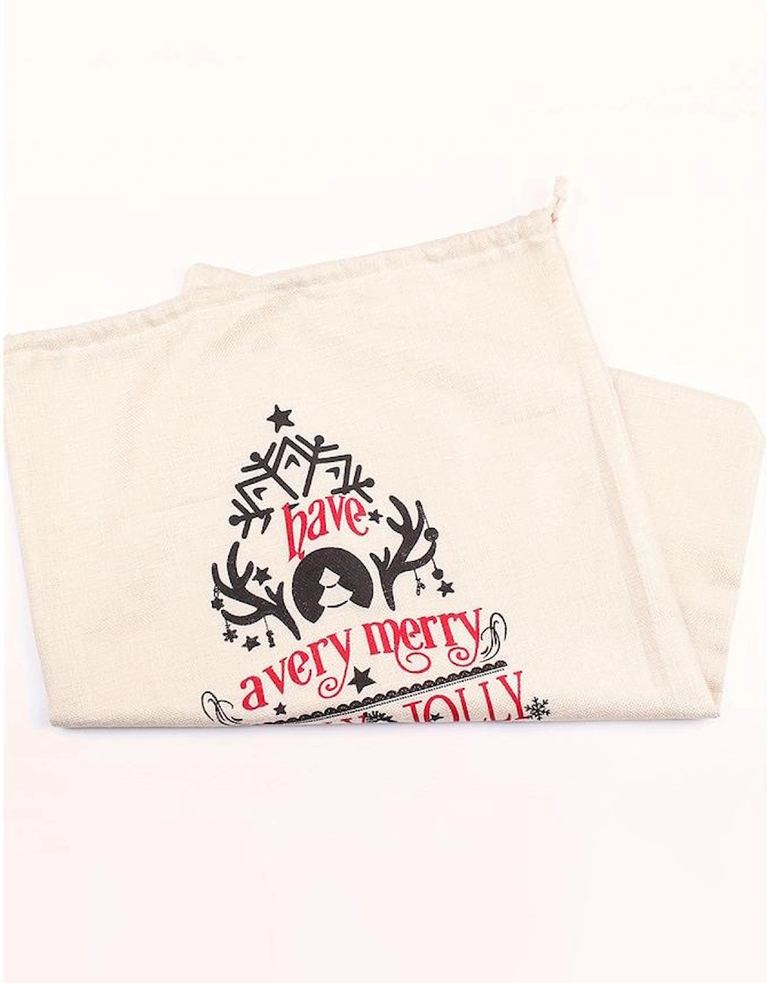 Azura Exchange White Christmas Pattern Print Drawstring Large Gift Sack