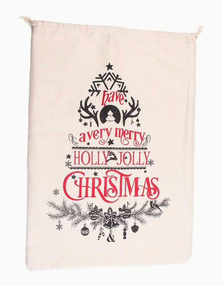 Azura Exchange White Christmas Pattern Print Drawstring Large Gift Sack