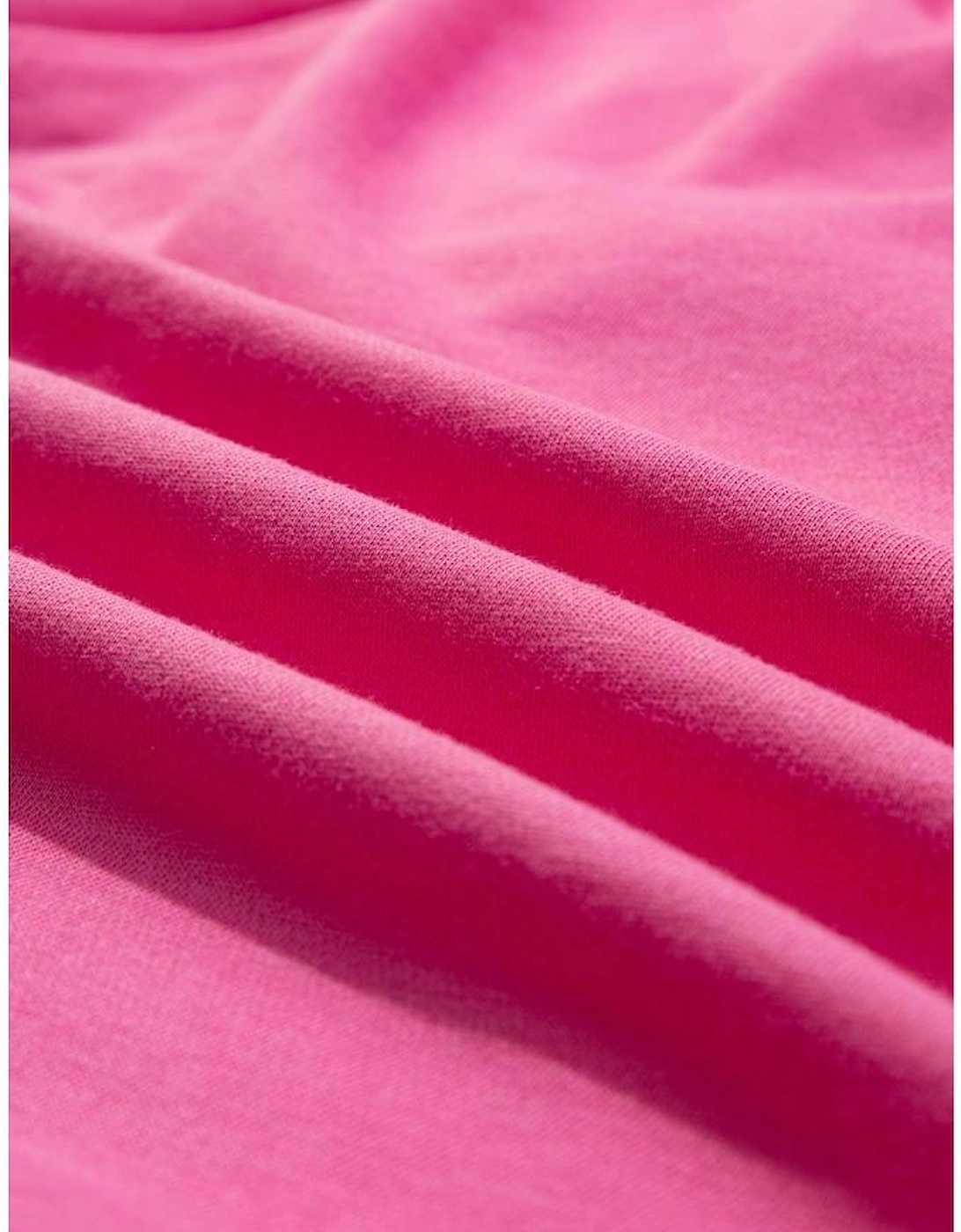 Strawberry Pink Contrasting Color Ribbon Bow Front Patch Loose Tee with Slits