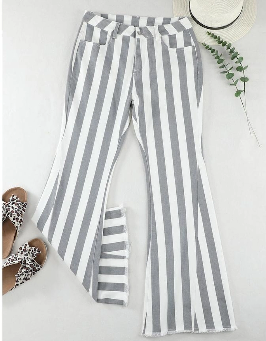 Stripe Star Embellished Western Flare Jeans