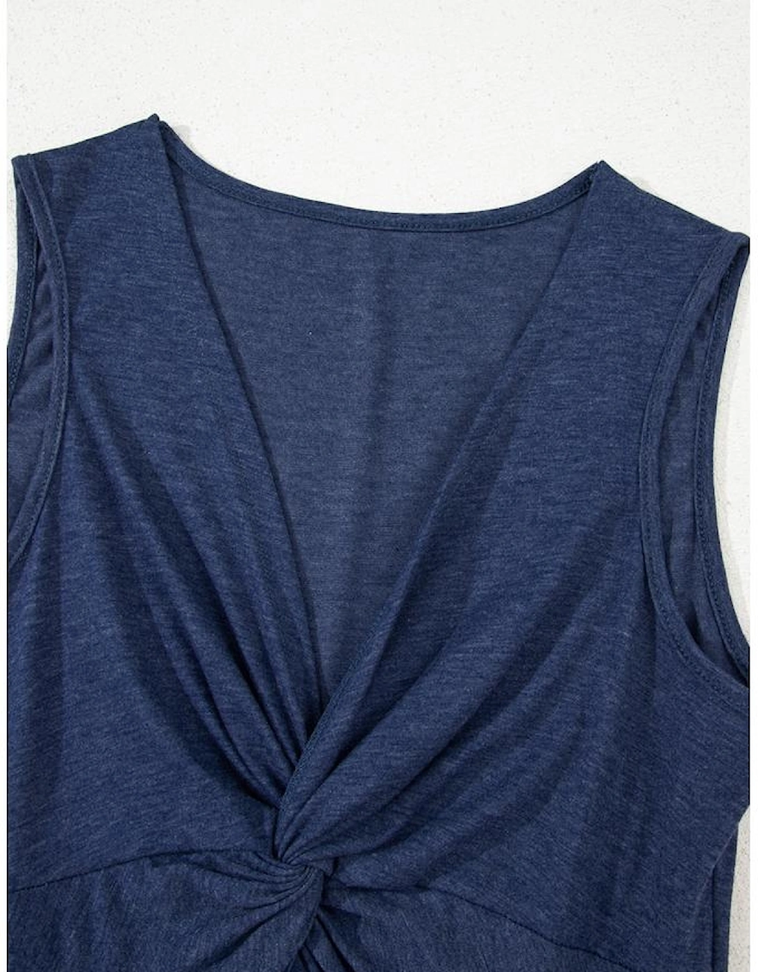 Dirty blue Twisted Bust V Neck Sleeveless Dress