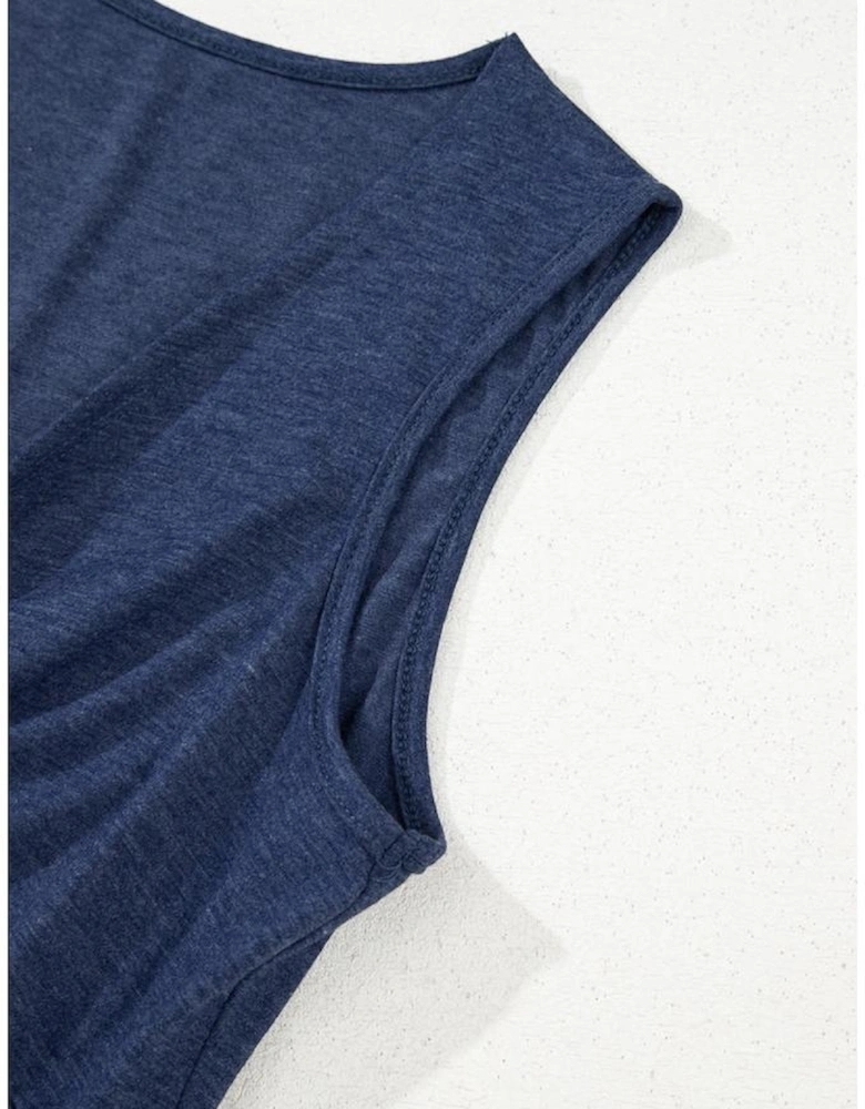 Dirty blue Twisted Bust V Neck Sleeveless Dress