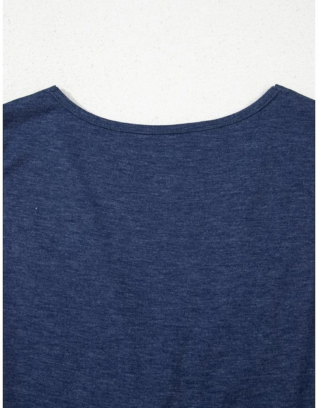 Dirty blue Twisted Bust V Neck Sleeveless Dress