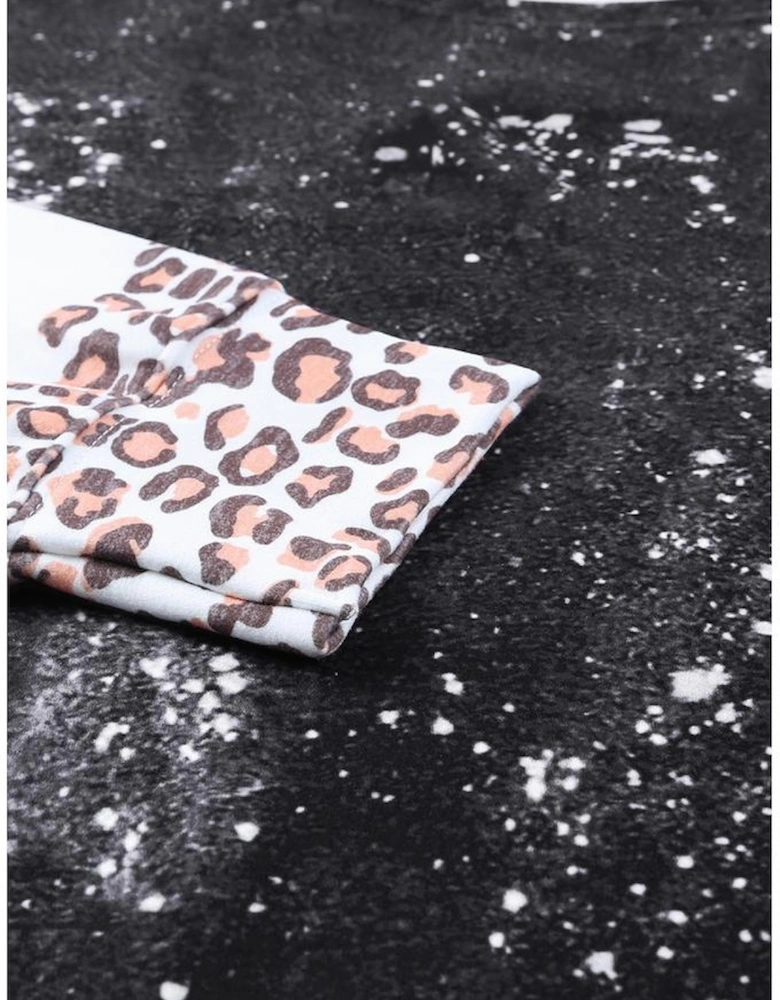 Black Leopard Bleached Pullover Sweatshirt