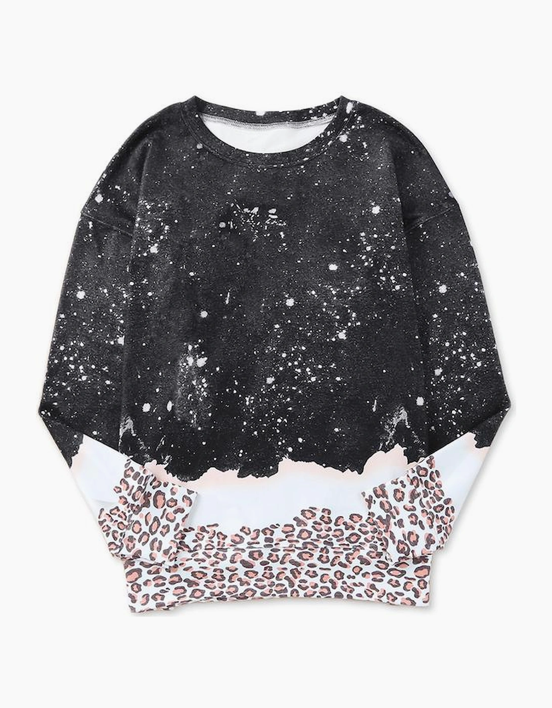 Black Leopard Bleached Pullover Sweatshirt, 14 of 13