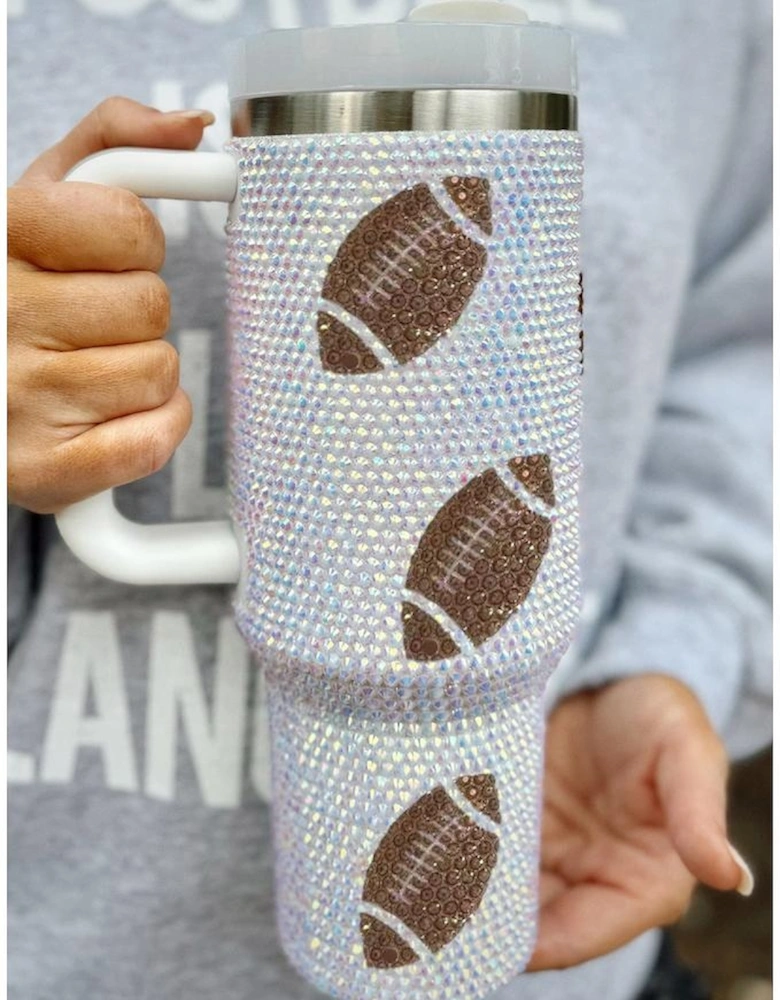 White Game Day Rugby Football 40oz Tumbler