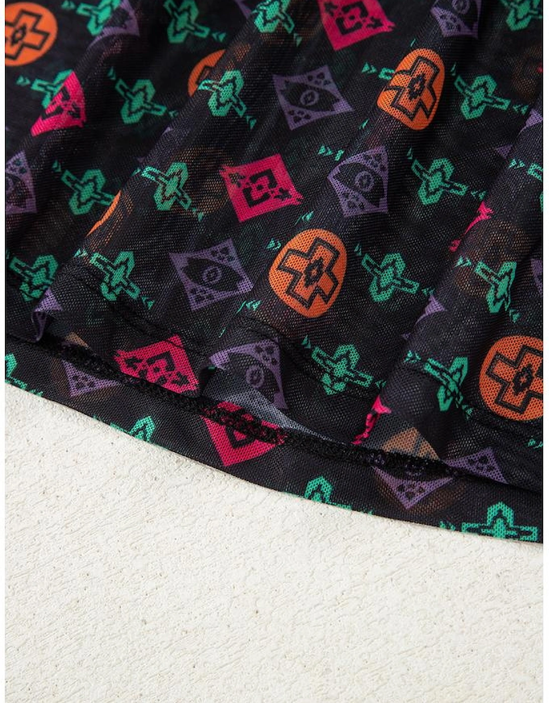 Black Western Aztec Printed Long Sleeve Mesh Top