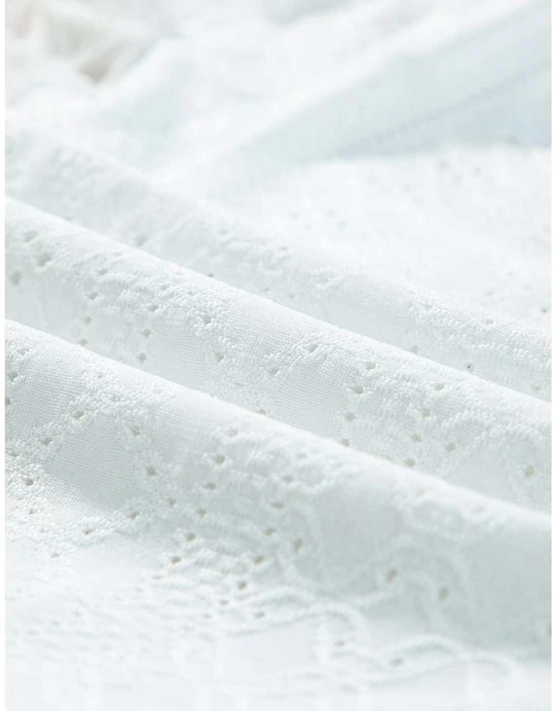 White Frenchy Contrast Lace Bishop Sleeve Bodysuit