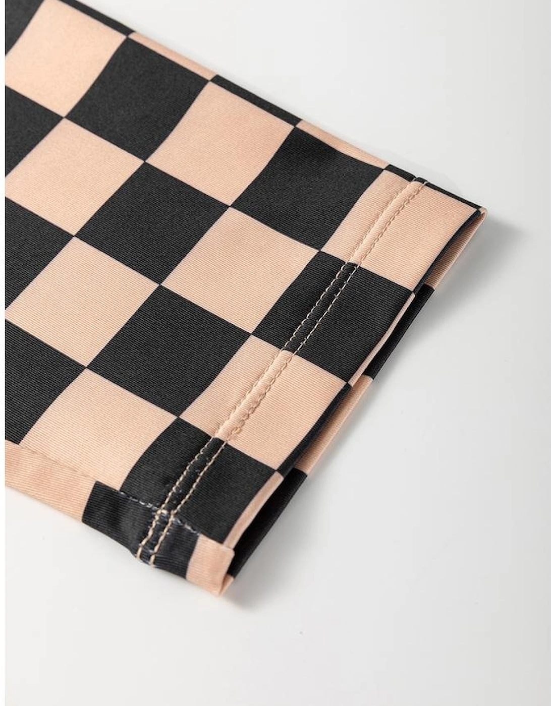 Khaki Checkered Pattern High Waist Skinny Leggings