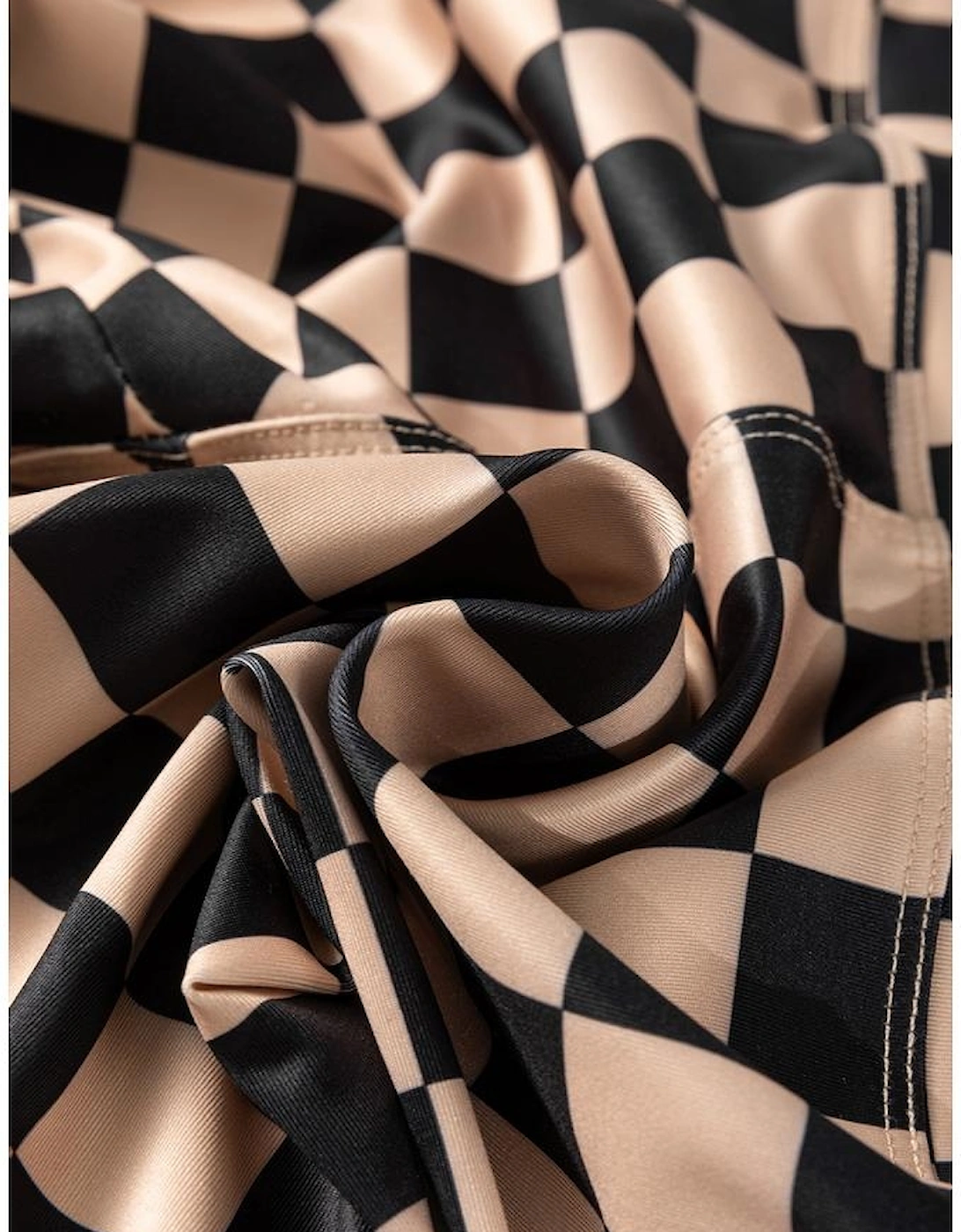 Khaki Checkered Pattern High Waist Skinny Leggings