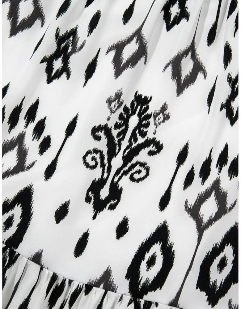 Black Western Abstract Geometric Printed Maxi Dress