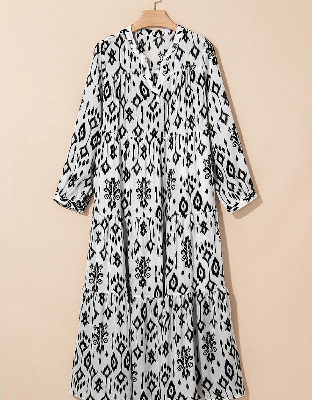 Black Western Abstract Geometric Printed Maxi Dress