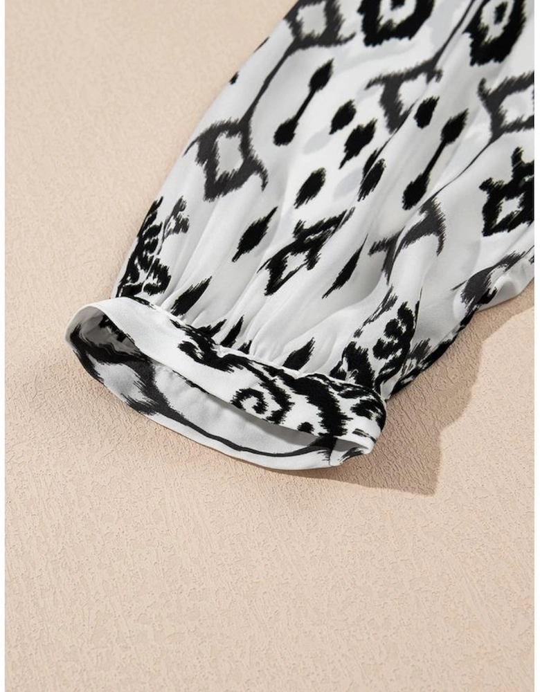 Black Western Abstract Geometric Printed Maxi Dress