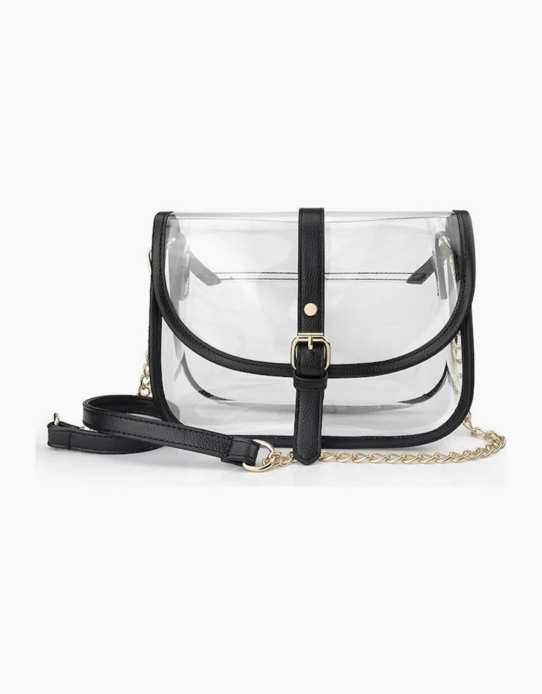 Azura Exchange Clear TPU Chain Shoulder Bag - 24*6*17cm - 95%PU+5%Alloy