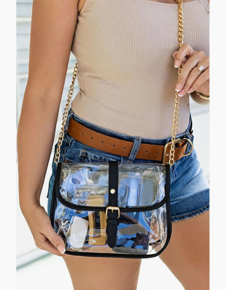 Azura Exchange Clear TPU Chain Shoulder Bag - 24*6*17cm - 95%PU+5%Alloy