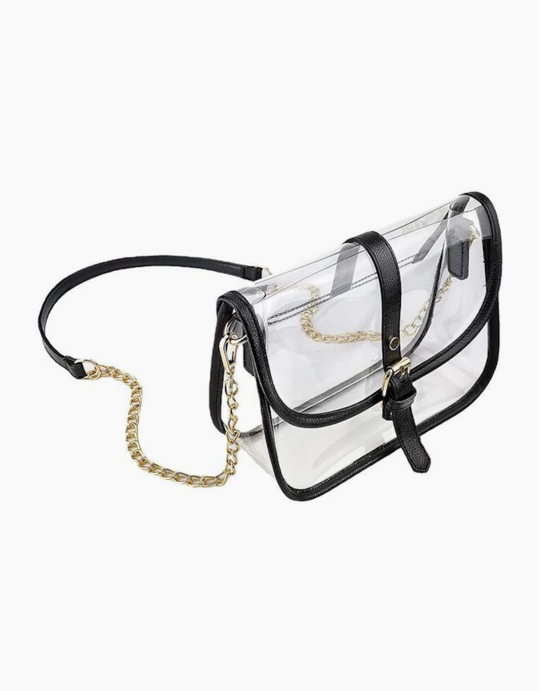 Azura Exchange Clear TPU Chain Shoulder Bag - 24*6*17cm - 95%PU+5%Alloy