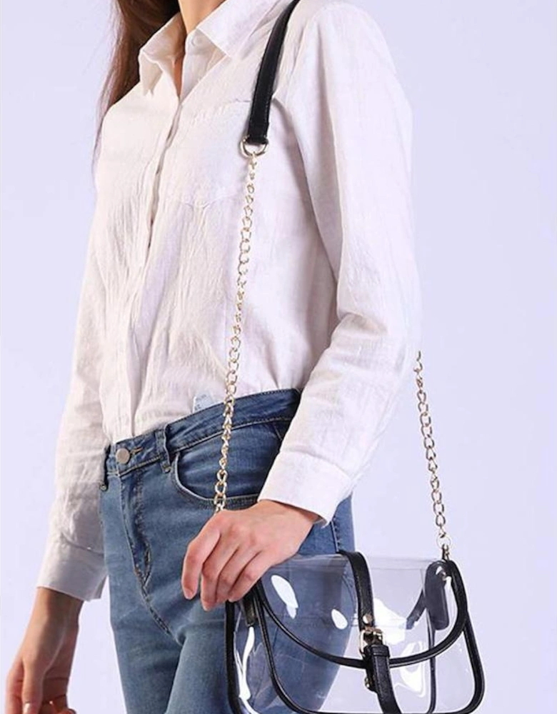Azura Exchange Clear TPU Chain Shoulder Bag - 24*6*17cm - 95%PU+5%Alloy