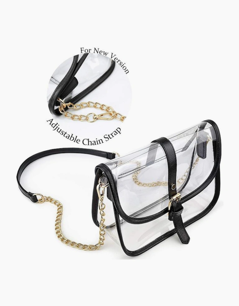 Azura Exchange Clear TPU Chain Shoulder Bag - 24*6*17cm - 95%PU+5%Alloy
