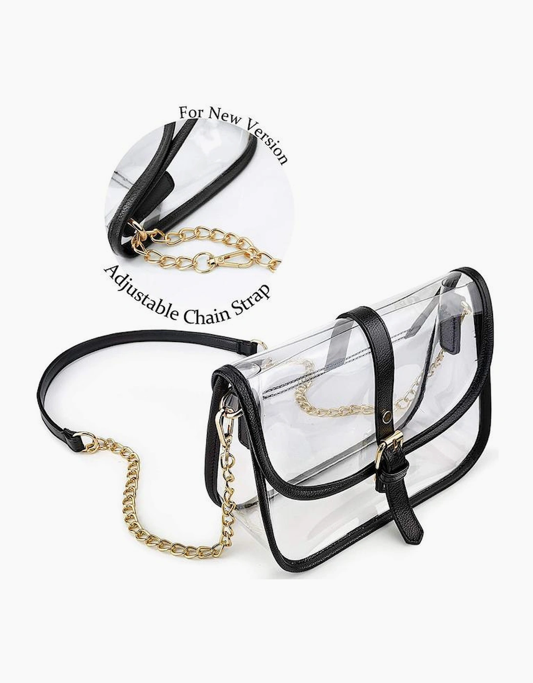 Azura Exchange Clear TPU Chain Shoulder Bag - 24*6*17cm - 95%PU+5%Alloy