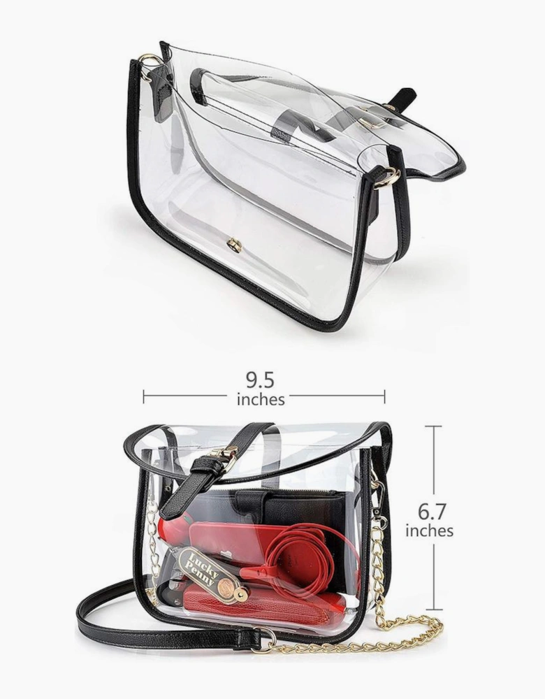 Azura Exchange Clear TPU Chain Shoulder Bag - 24*6*17cm - 95%PU+5%Alloy