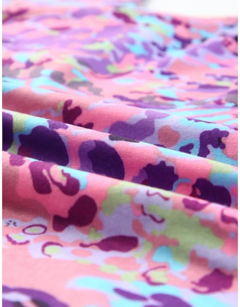 Multicolor Lavender Floral Print Cold Shoulder Blouse