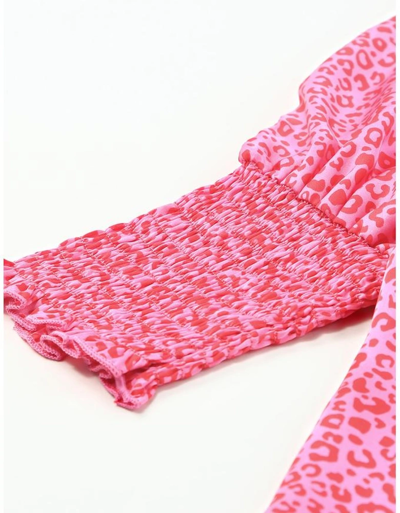 Oversized Leopard Puff Sleeve Blouse