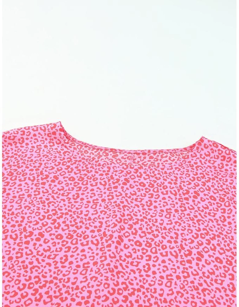 Oversized Leopard Puff Sleeve Blouse