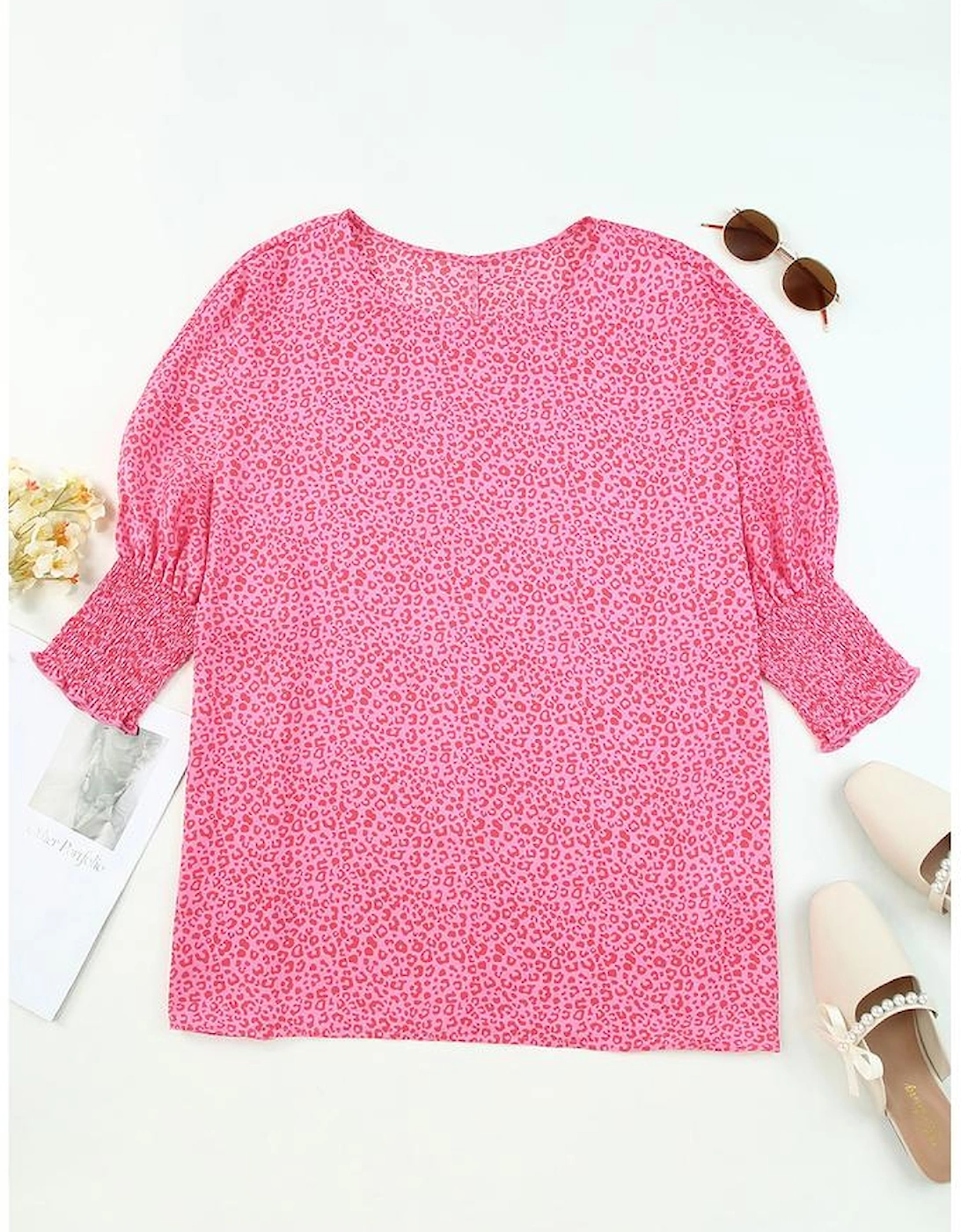 Oversized Leopard Puff Sleeve Blouse