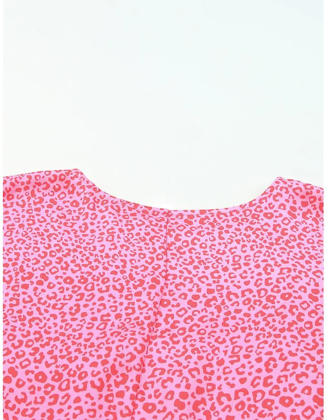 Oversized Leopard Puff Sleeve Blouse