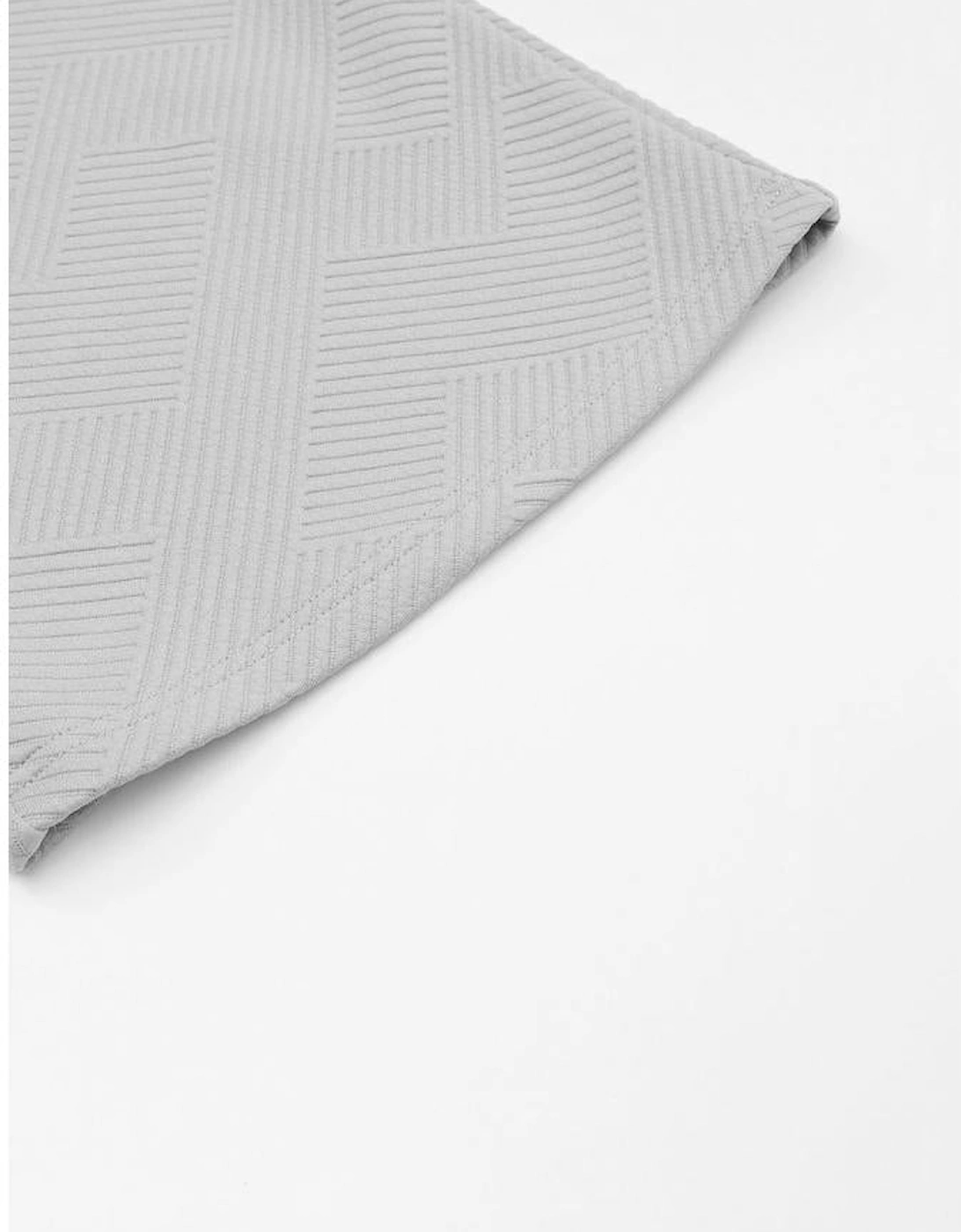 Gray Textured Loose Fit T Shirt and Drawstring Pants Set