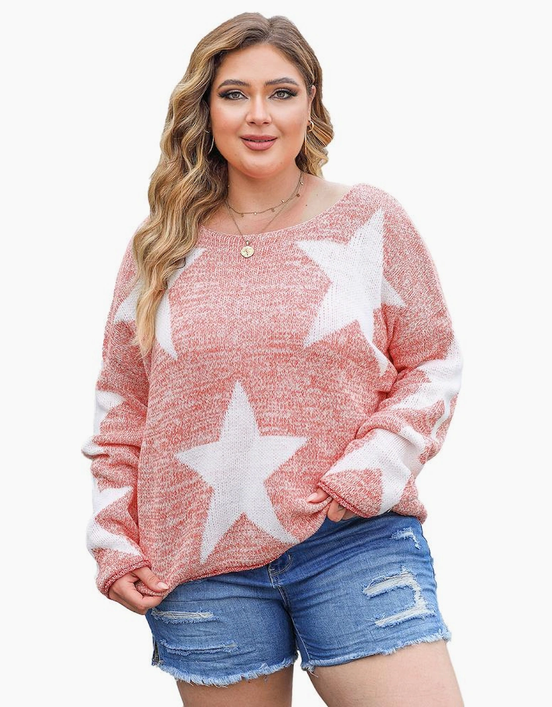 Red Star Lightweight Knit Plus Size Sweater