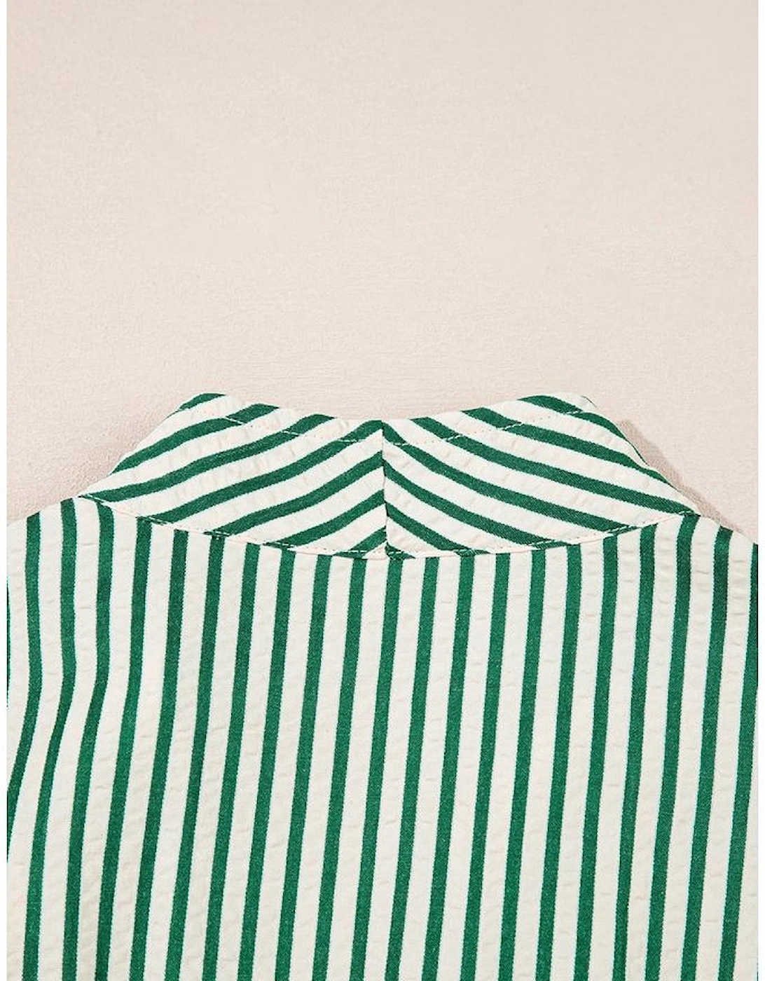 Green Stripe V Neck Zip Front Cinched High Waist Midi Dress