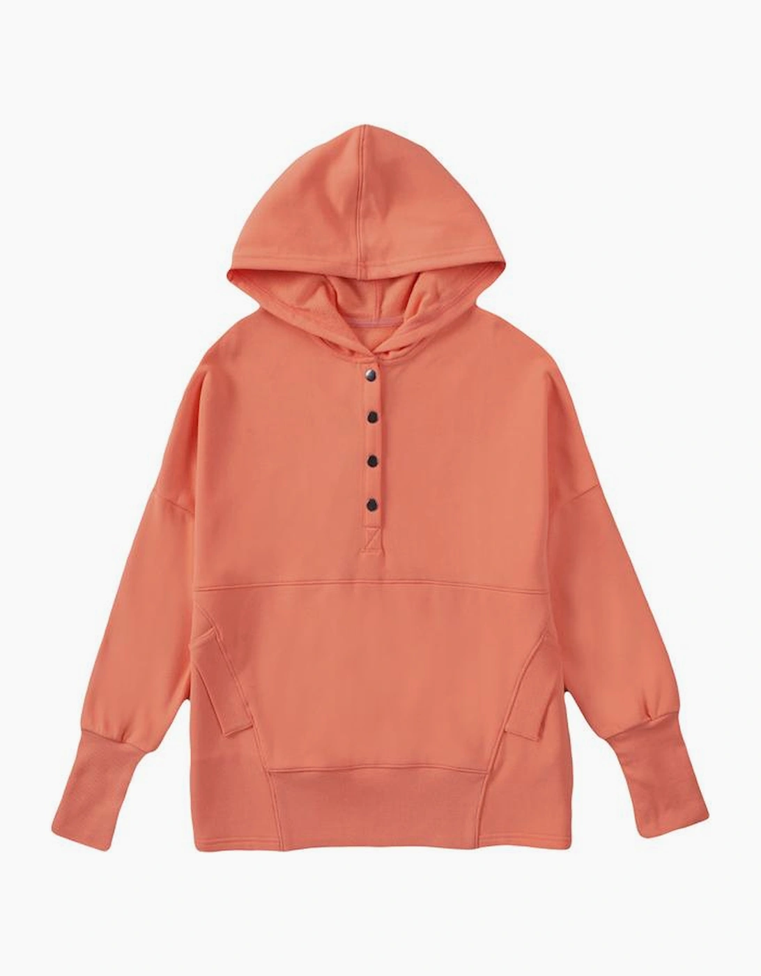 Orange Batwing Sleeve Pocketed Henley Hoodie