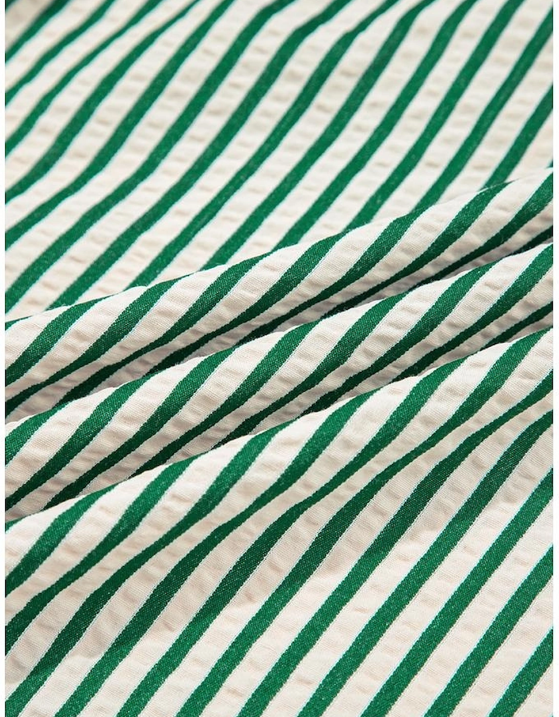 Green Stripe V Neck Zip Front Cinched High Waist Midi Dress