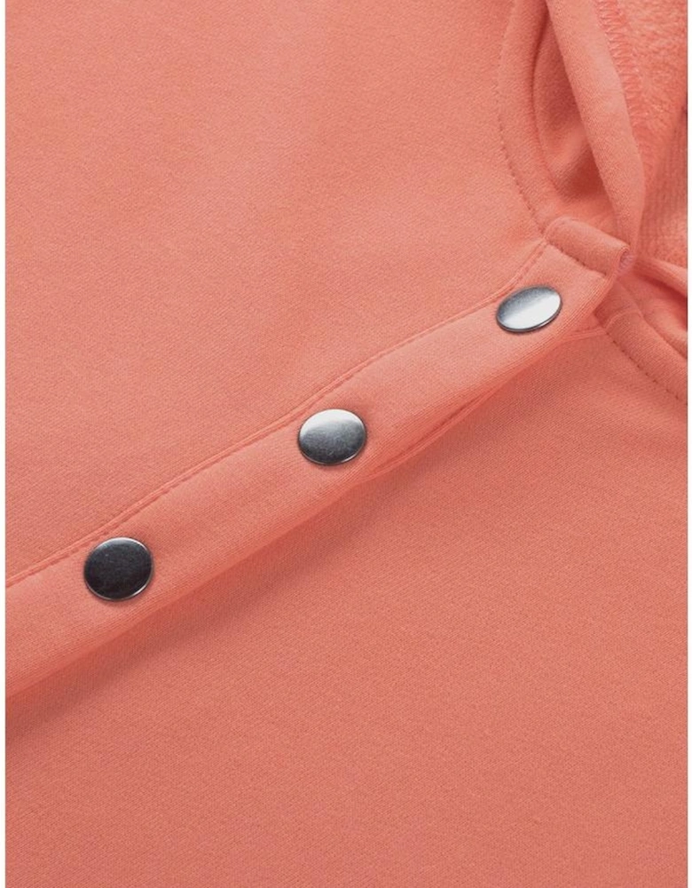 Orange Batwing Sleeve Pocketed Henley Hoodie