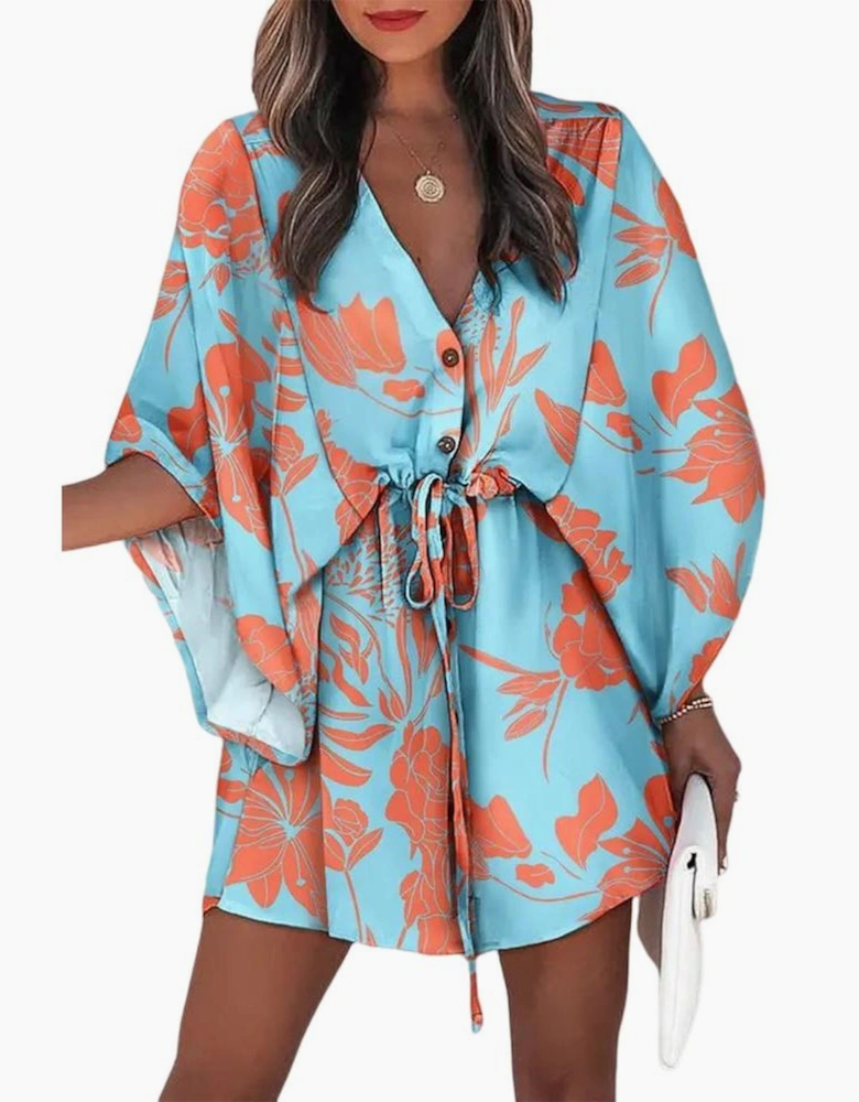 Azura Exchange Geometric Print Batwing Sleeve Dress