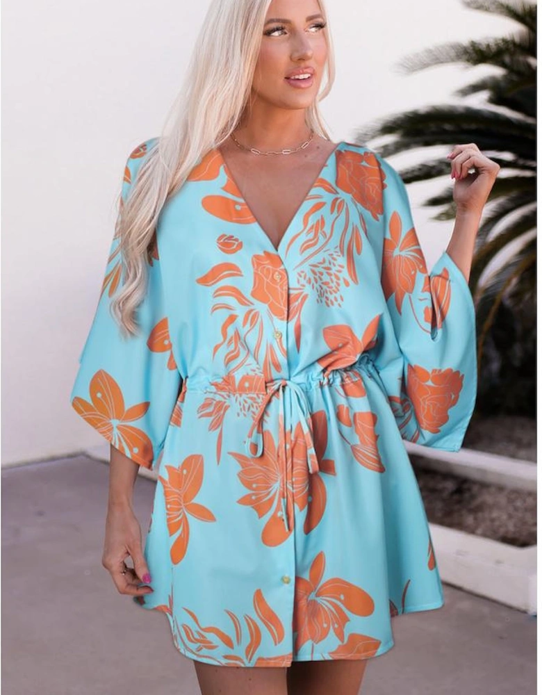 Azura Exchange Geometric Print Batwing Sleeve Dress