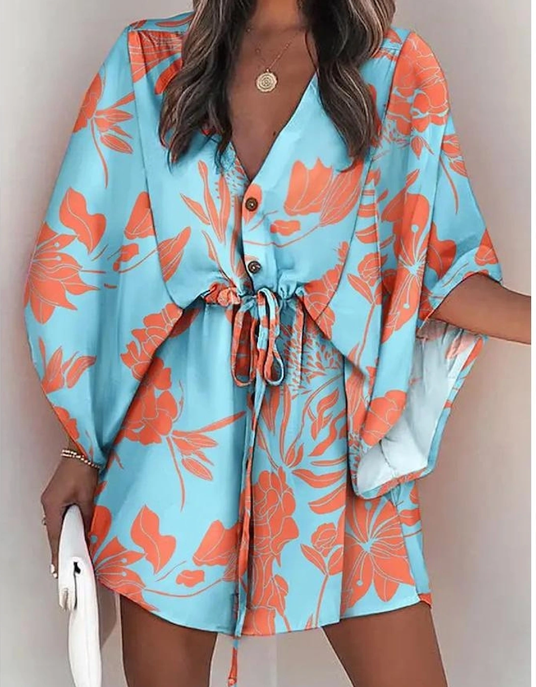 Azura Exchange Geometric Print Batwing Sleeve Dress