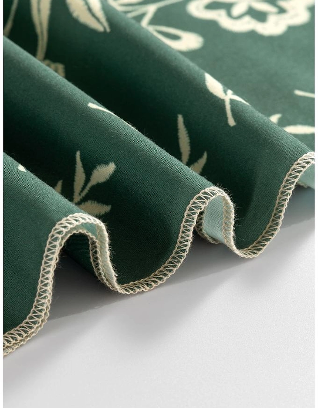 Mist Green Tie Neck Boho Floral Pattern Puff Sleeve Shift Dress