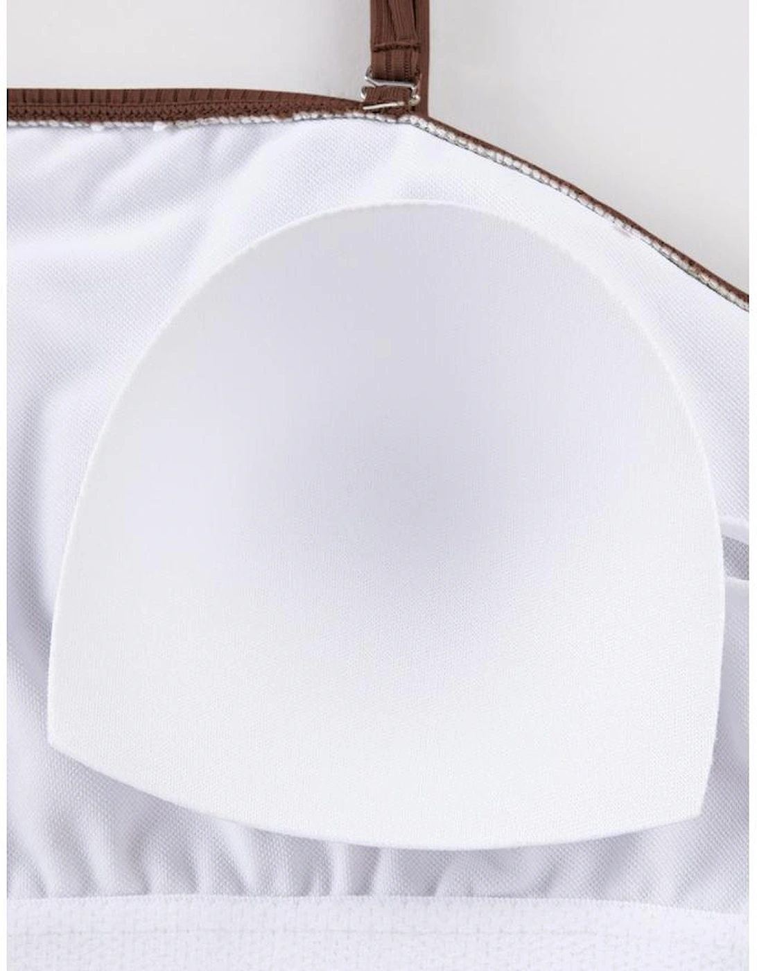 Coffee Ribbed Drawstring Sides Cutout One Piece Swimsuit