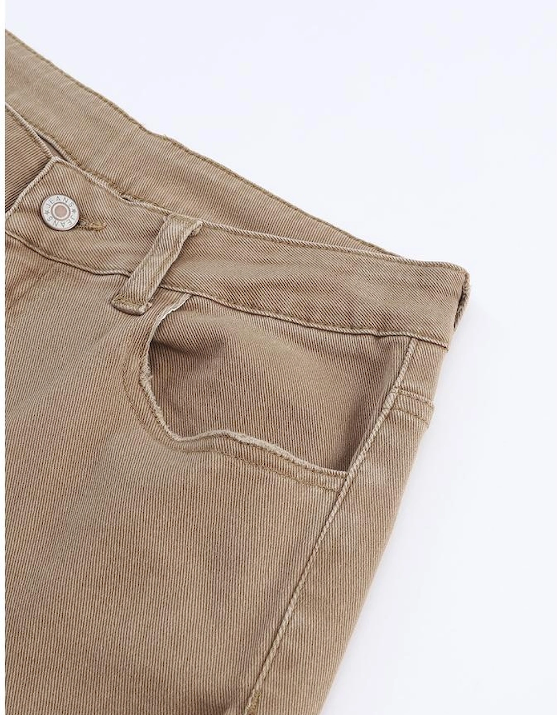 Khaki Raw Hem High Waist Flare Jeans