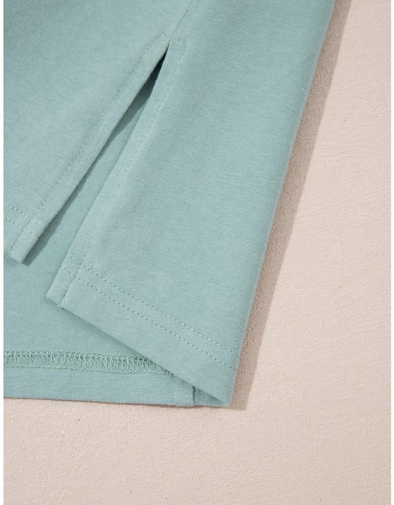 Smoke Green Frayed Denim Star Patched Oversize T Shirt