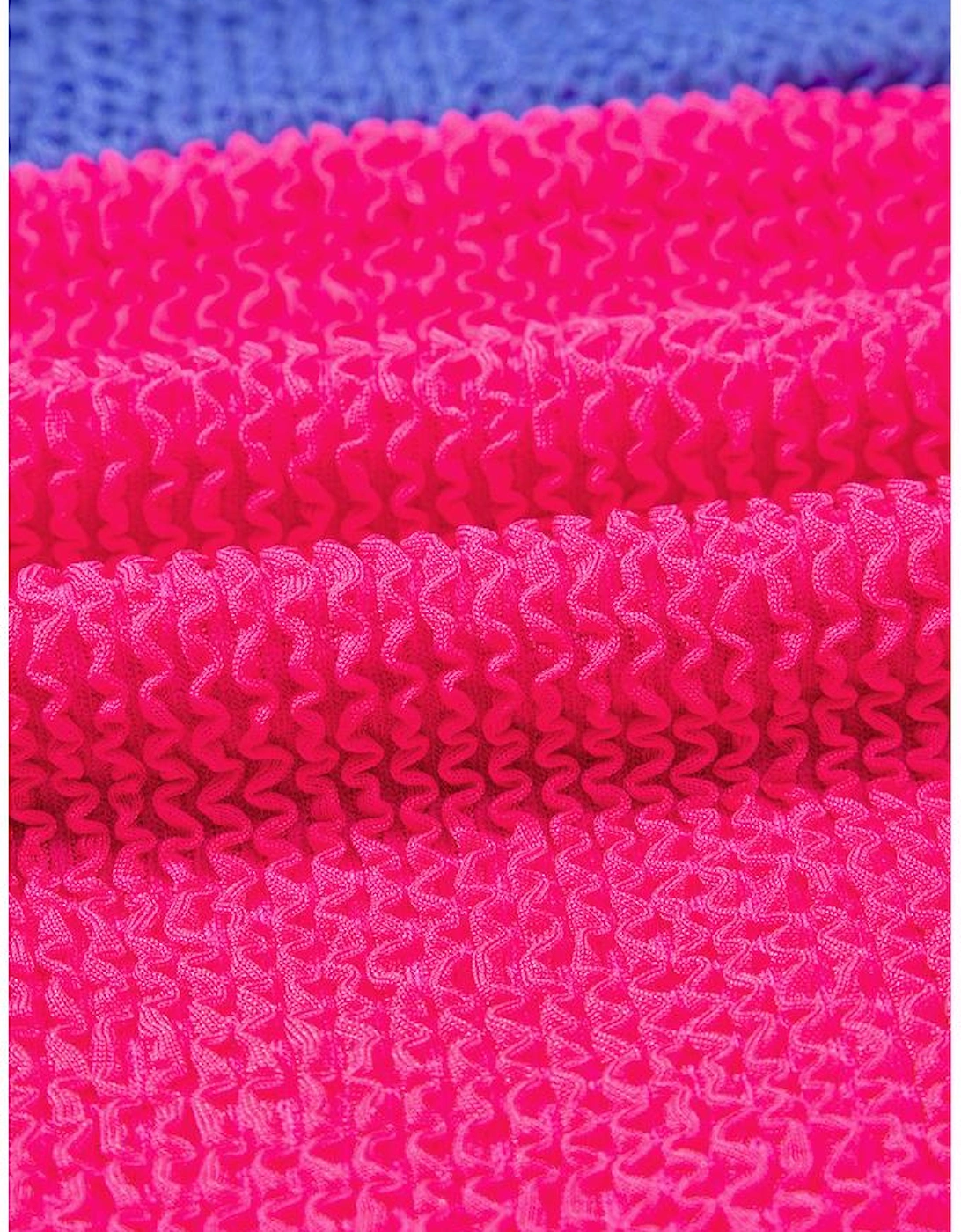 Rose Red Textured Color Block Patchwork One Piece Swimsuit