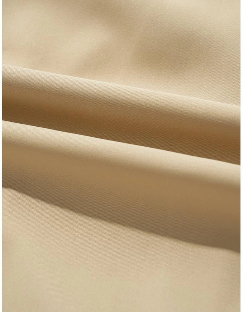 Pale Khaki Solid Color Lapel Collar Waist Tie Wind Coat