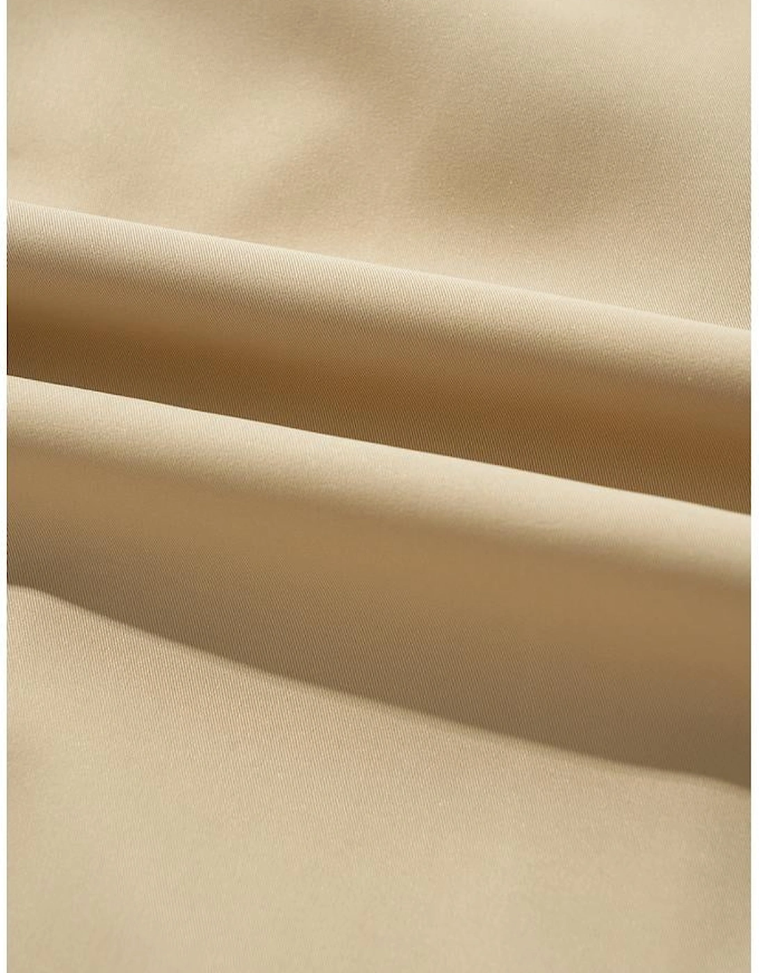 Pale Khaki Solid Color Lapel Collar Waist Tie Wind Coat