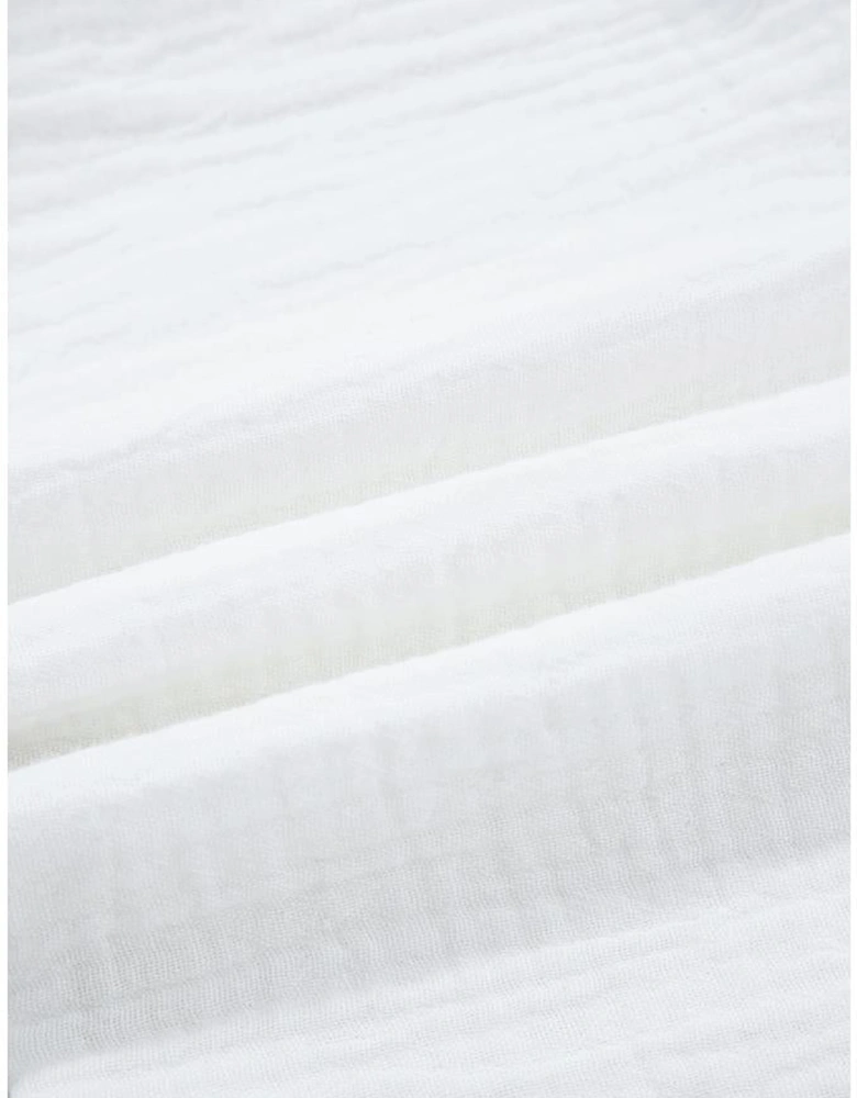 Sky Blue Floral Print Gauze Patchwork Henley Button 3/4 Sleeve Blouse