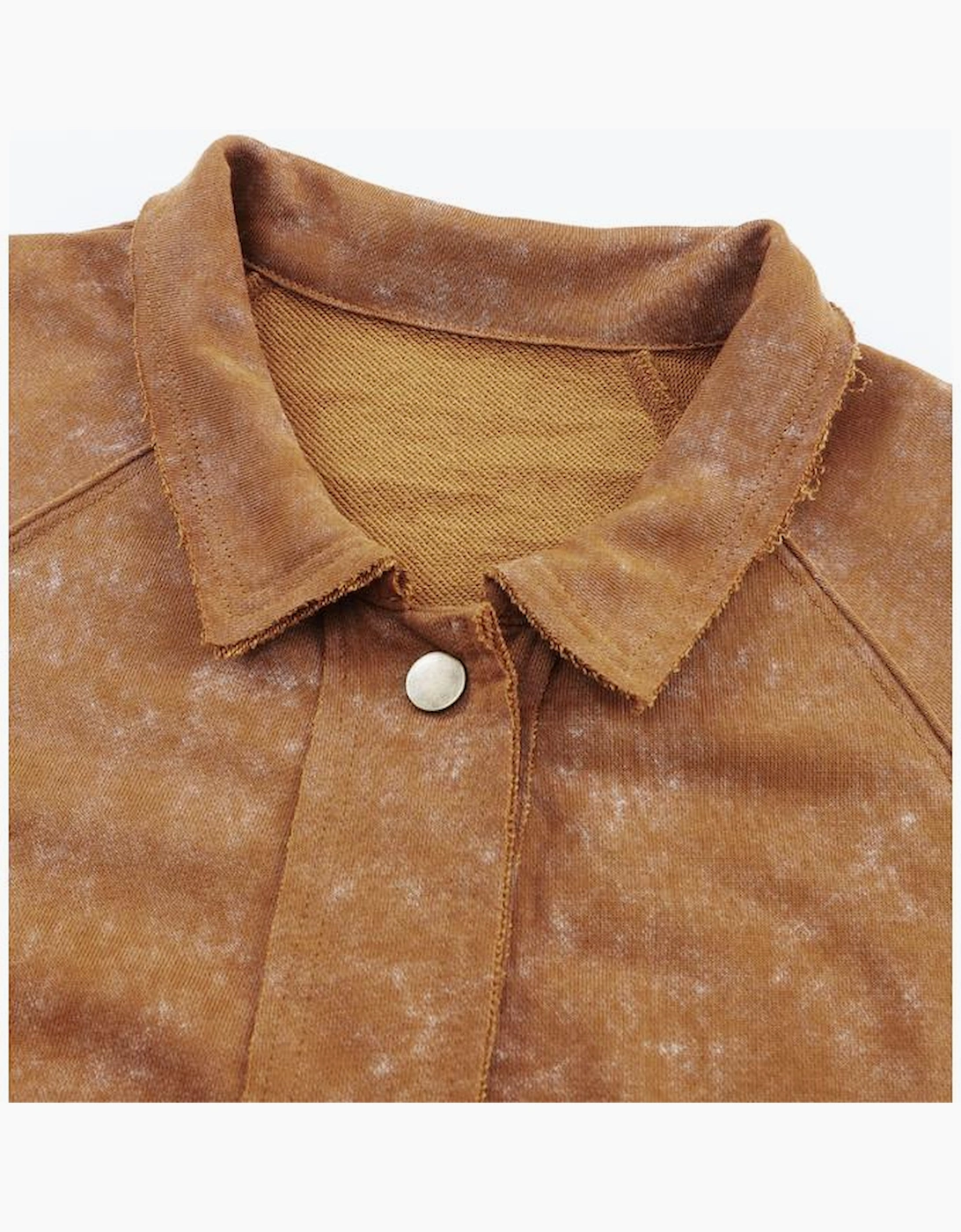 Khaki Vintage Washed Flap Pocket Button Shacket