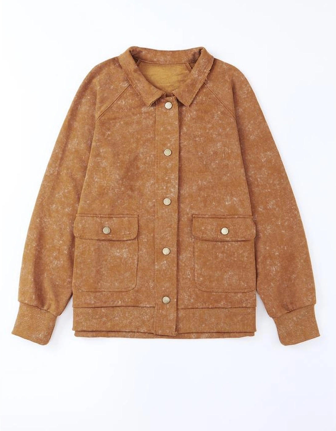 Khaki Vintage Washed Flap Pocket Button Shacket