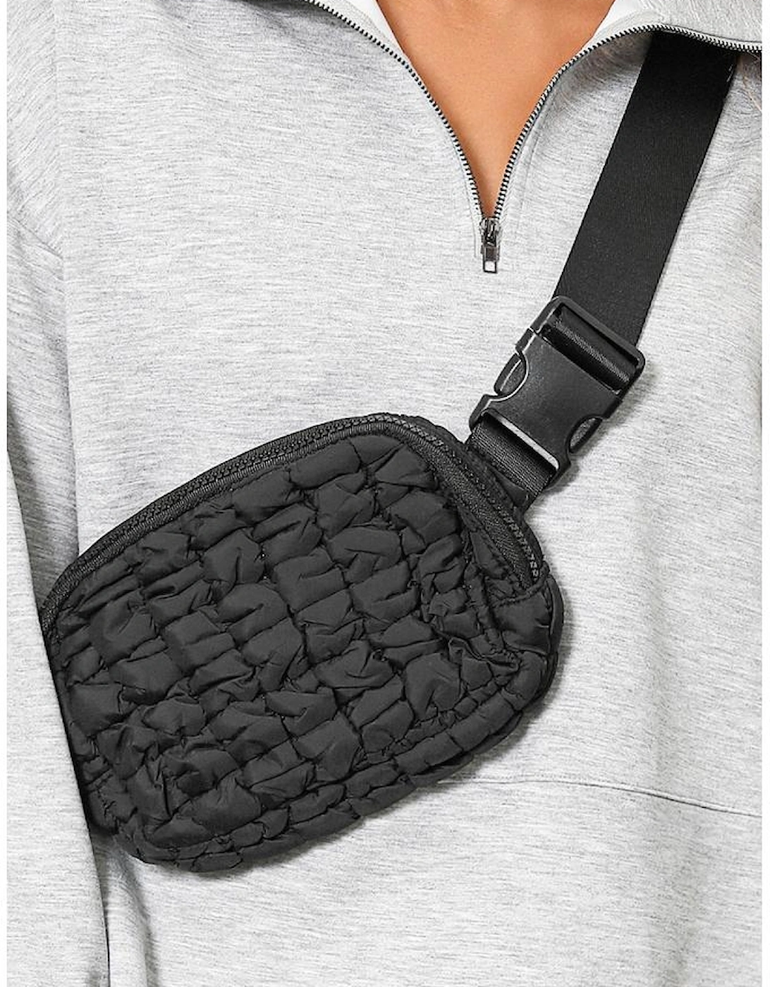 Black Quilted Puffer Belt Bag Fanny Pack