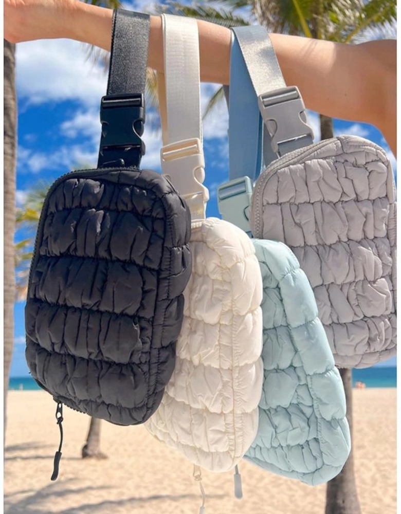 Black Quilted Puffer Belt Bag Fanny Pack